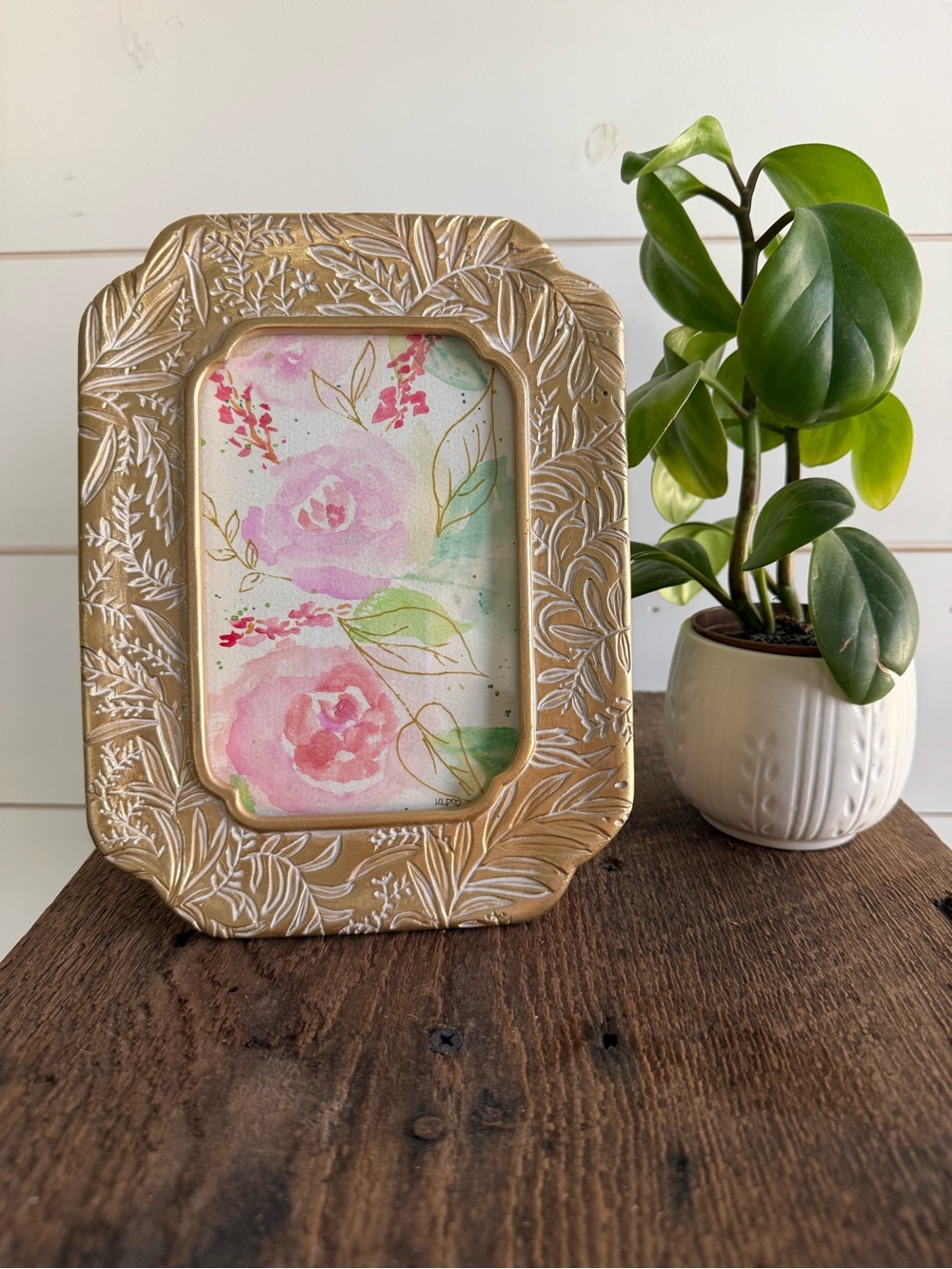 Hand crafted watercolor original in 4x6 ornate frame